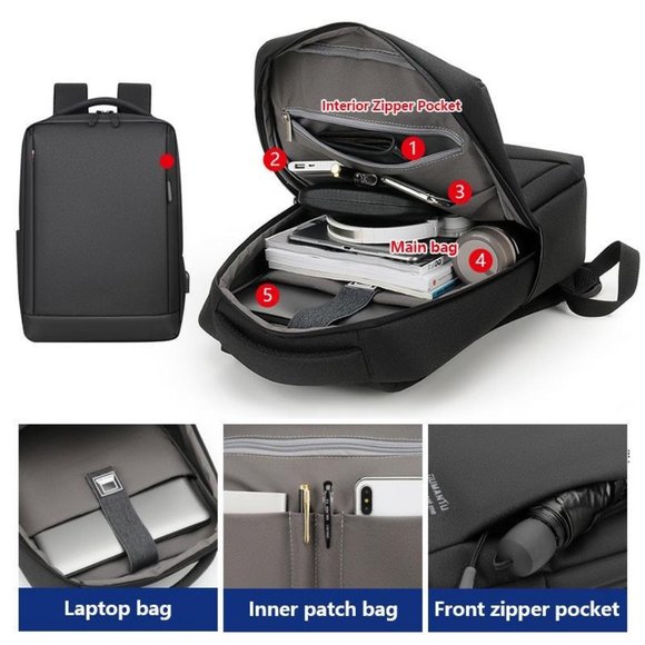 Luxury mens waterproof business Computer usb school backpack bags(1 BackPack Bag - Picture 9 of 13